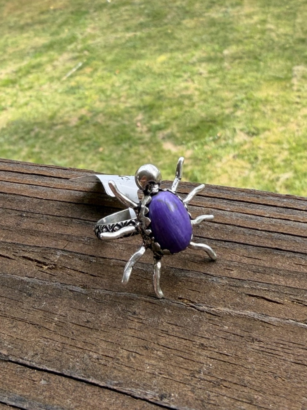 Silver Spider Ring with Purple Stone NWT - Picture 2 of 7